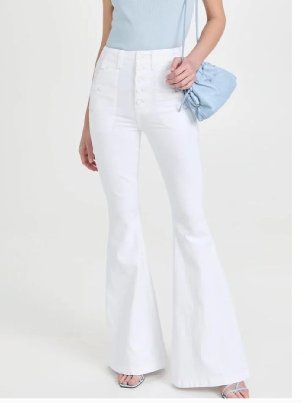 7 For All Mankind Portia Megaflare Jeans in Clean White, 30 NWT